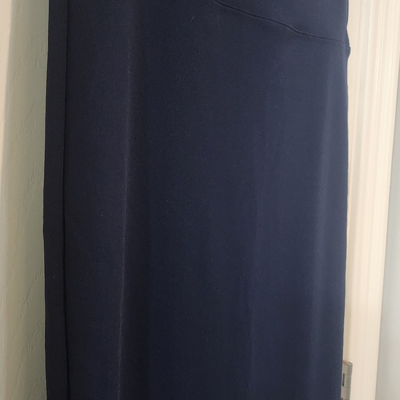 Navy Blue High Waist Stretch Knit Pencil Skirt - Picture 5 of 5